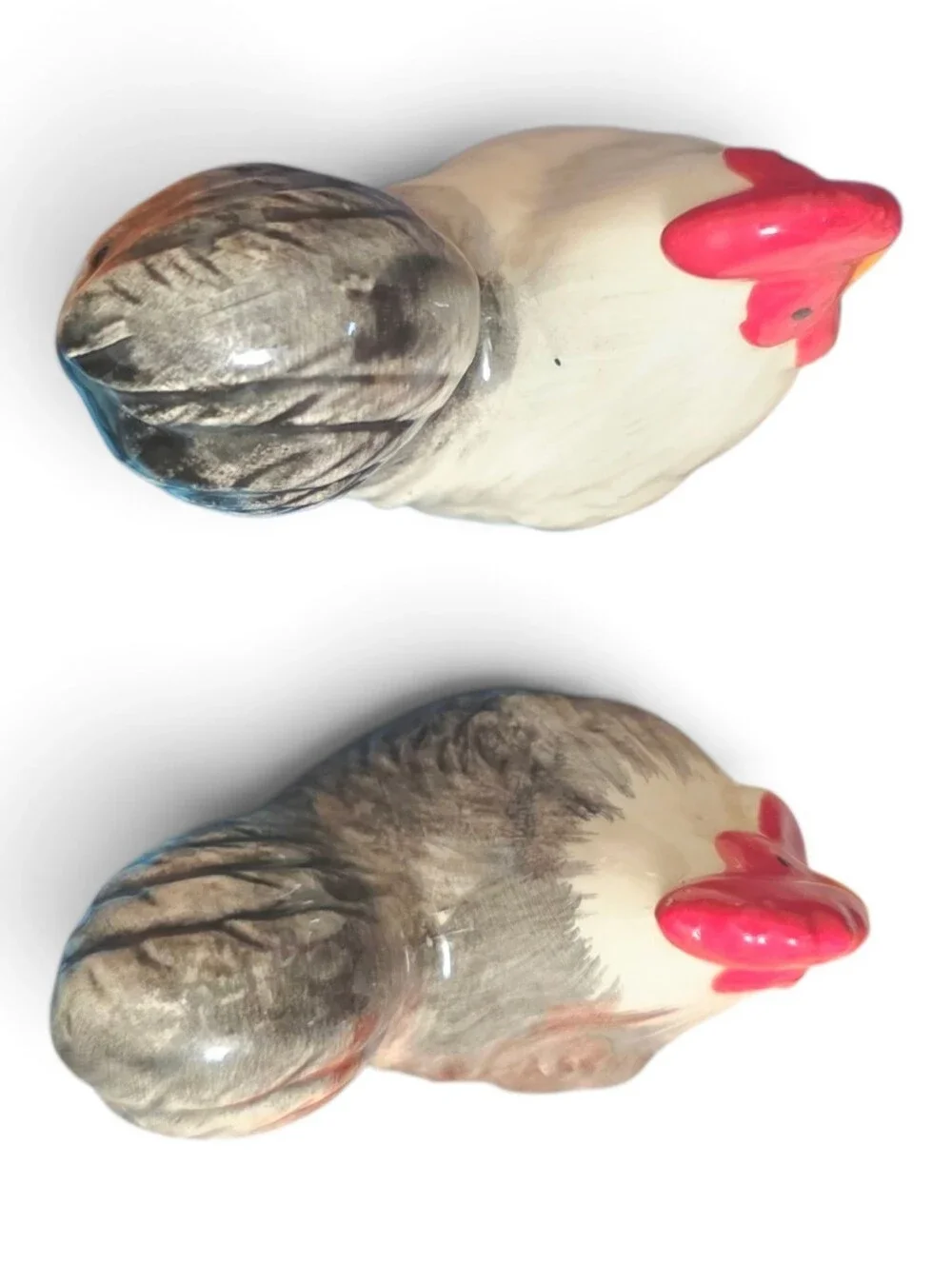 Ceramic Rooster Salt and Pepper Shaker Set - White and Red